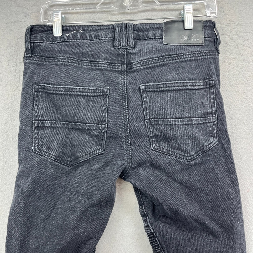 Rue21 Skinny Arc Supreme Flex Jeans Mens 30x30.5* Black Distressed Denim Pants - Picture 5 of 13